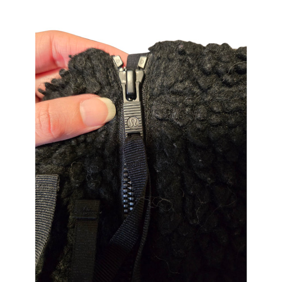 Lululemon black fuzzy crew neck with front half zip, size 6 - Picture 3 of 3